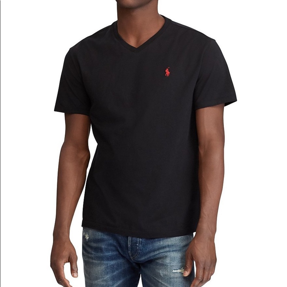 Black Ralph Lauren V Neck T Shirt | Large